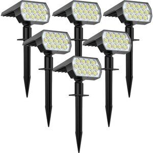 solar spot lights outdoor 6 pack 65 led waterproof landscape walkway yard garden